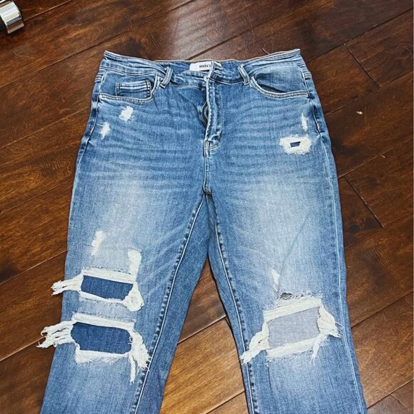 MICA Los Angeles Distressed High Rise Straight Leg Jeans 31 - Picture 2 of 7